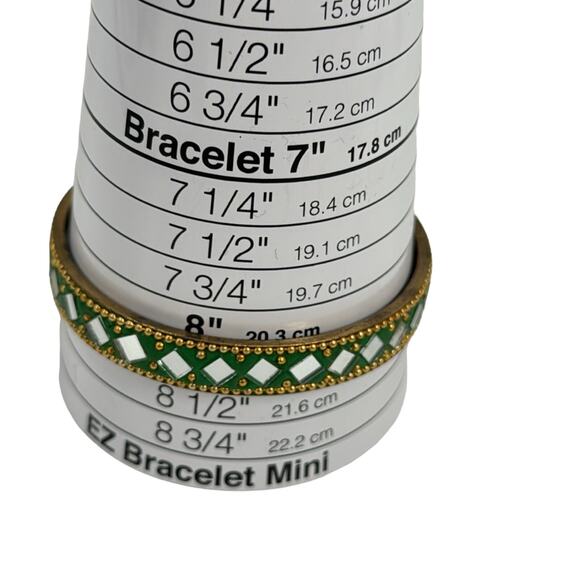 Mirrored green and brass brass bracelet - Picture 2 of 4
